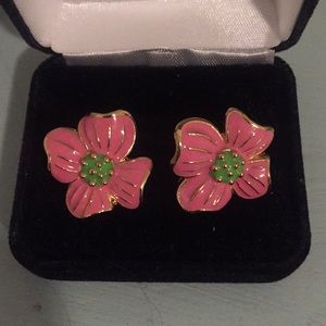 Lilly Pulitzer Pink and Green Flower Stud Earring